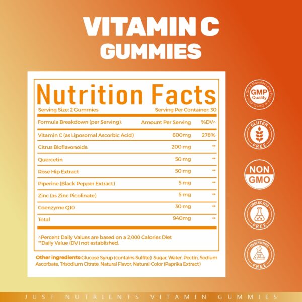 Vitamin C Gummies by Optimal Sleep Airway Health Nutritional Facts